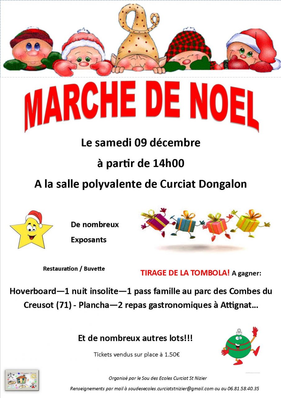 Un marché de noël organisé par le sou des écoles - Curciat Dongalon